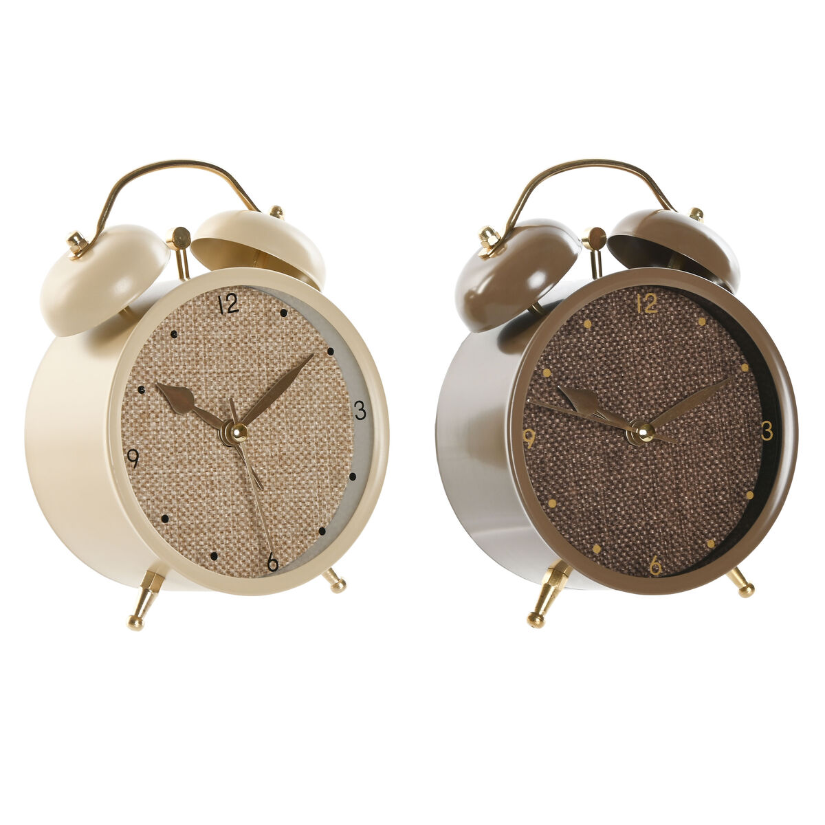 Reloj de Mesa Home ESPRIT Marrón Beige (2 Unidades)