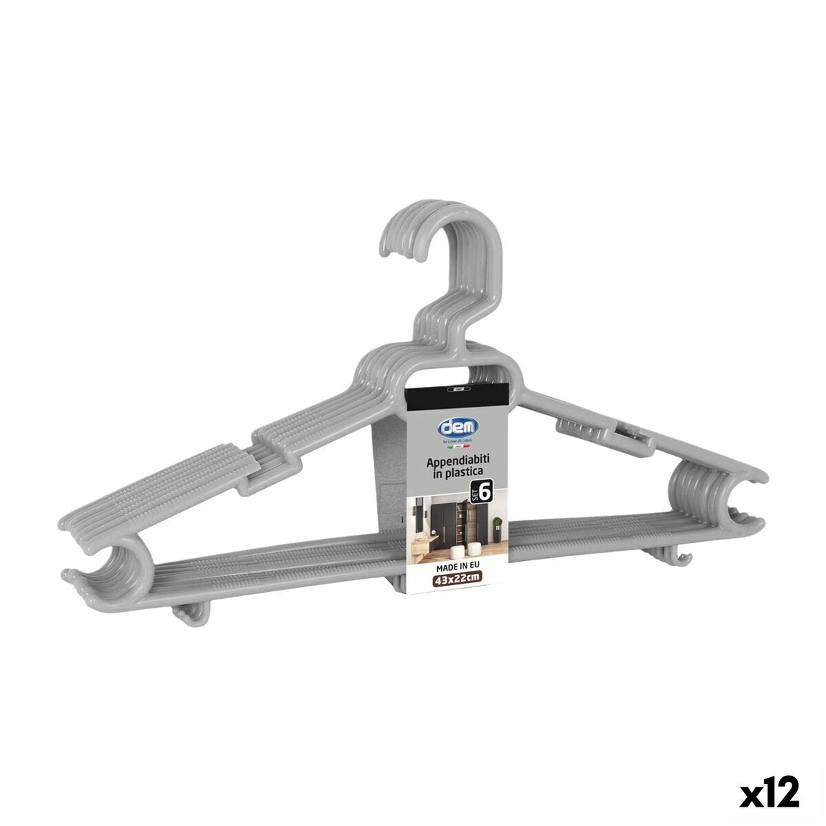 Juego de Perchas Dem Colores Plástico 43 x 22 x 0,5 cm 6 Piezas (12 Unidades)