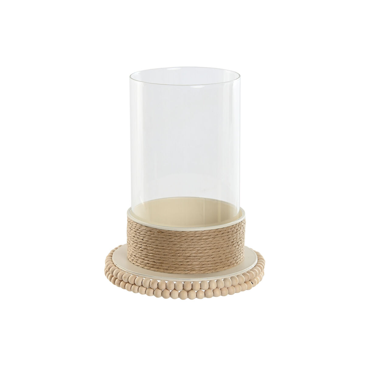 Portavelas Home ESPRIT Marrón claro Metal Cuerda 17 x 17 x 23 cm