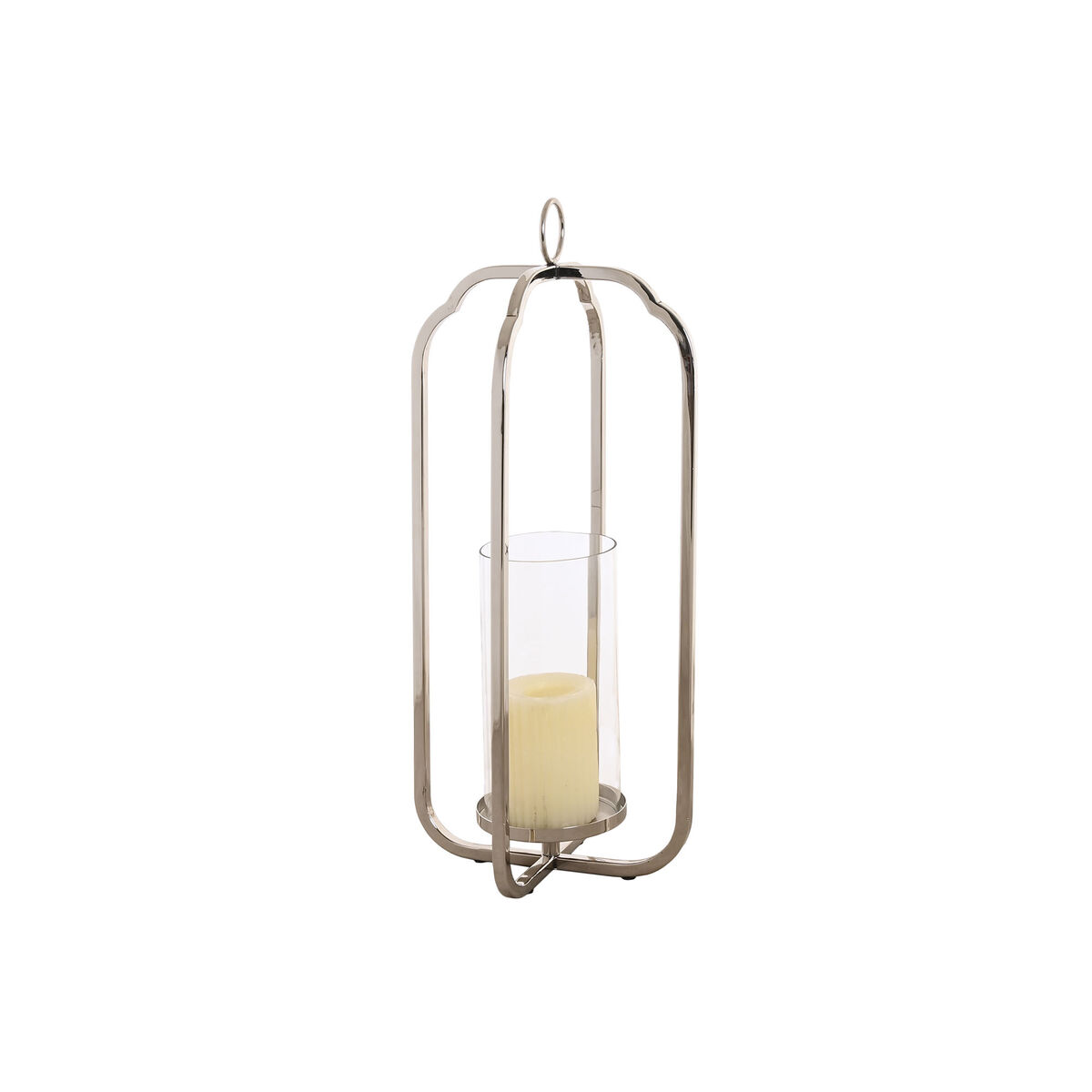 Portavelas Home ESPRIT Plateado Cristal Acero 21 x 21 x 49 cm