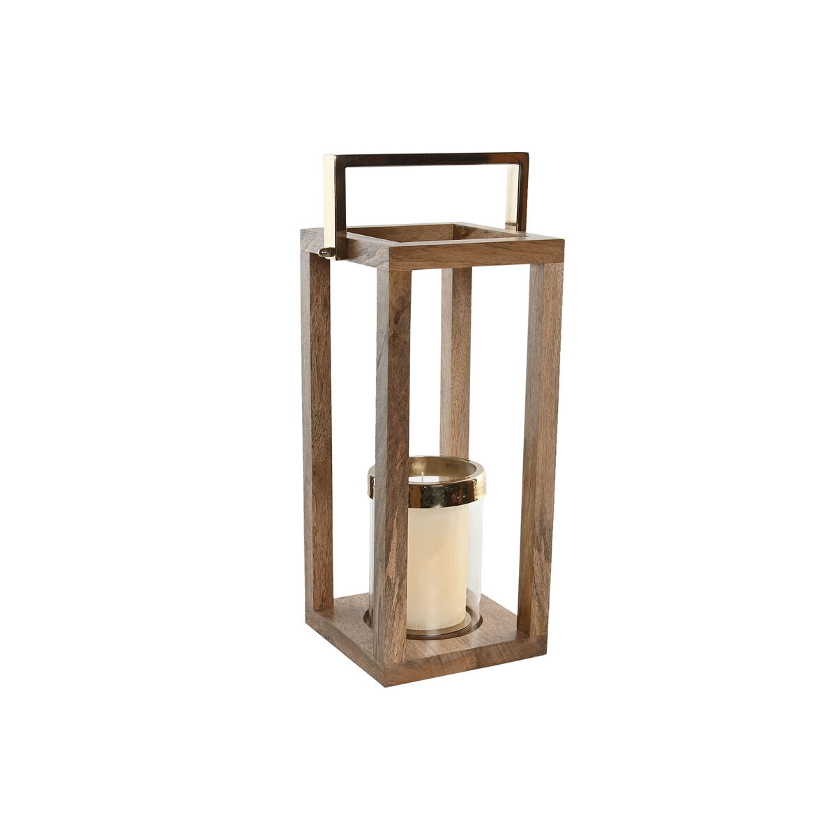 Portavelas Home ESPRIT Marrón Acero Madera de mango 25 x 25 x 54 cm