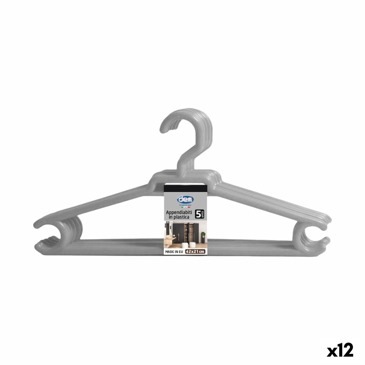 Juego de Perchas Dem Colores Plástico 42 x 20 cm 5 Piezas (12 Unidades)