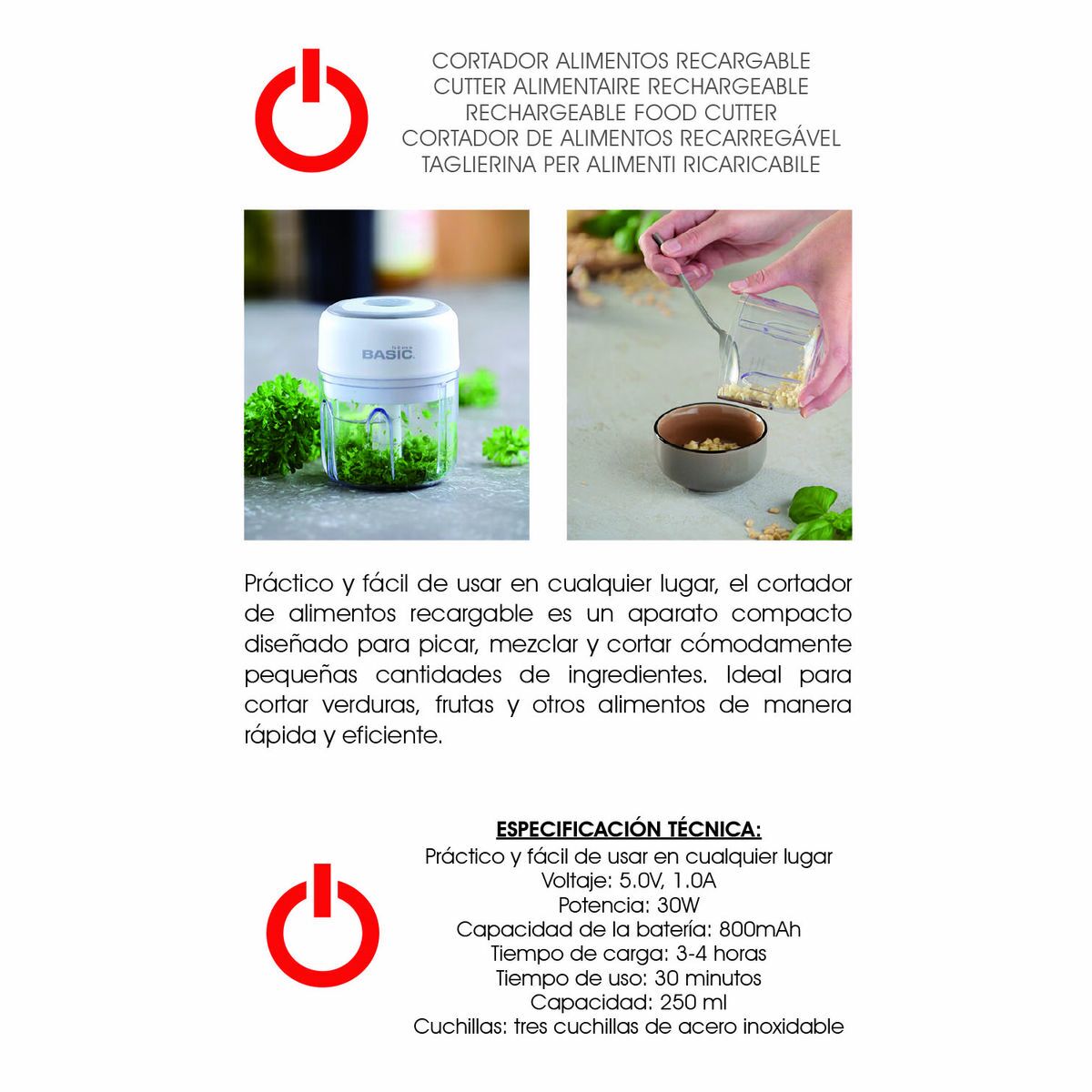 Cortador de Verduras Basic Home 250 ml 11,8 x 9,2 cm (8 Unidades)