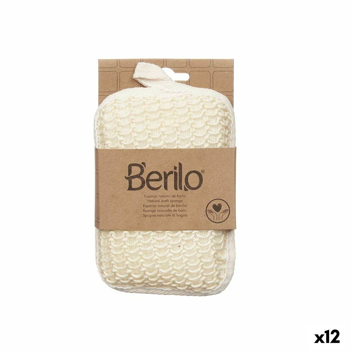 Esponja Corporal Berilo Blanco Beige 11 x 16,5 x 3 cm (12 Unidades)