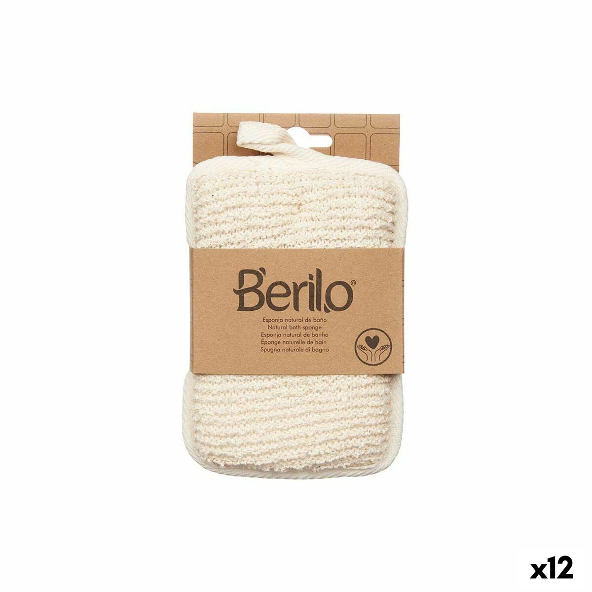 Esponja Corporal Berilo Blanco Beige 11 x 16,5 x 2 cm (12 Unidades)