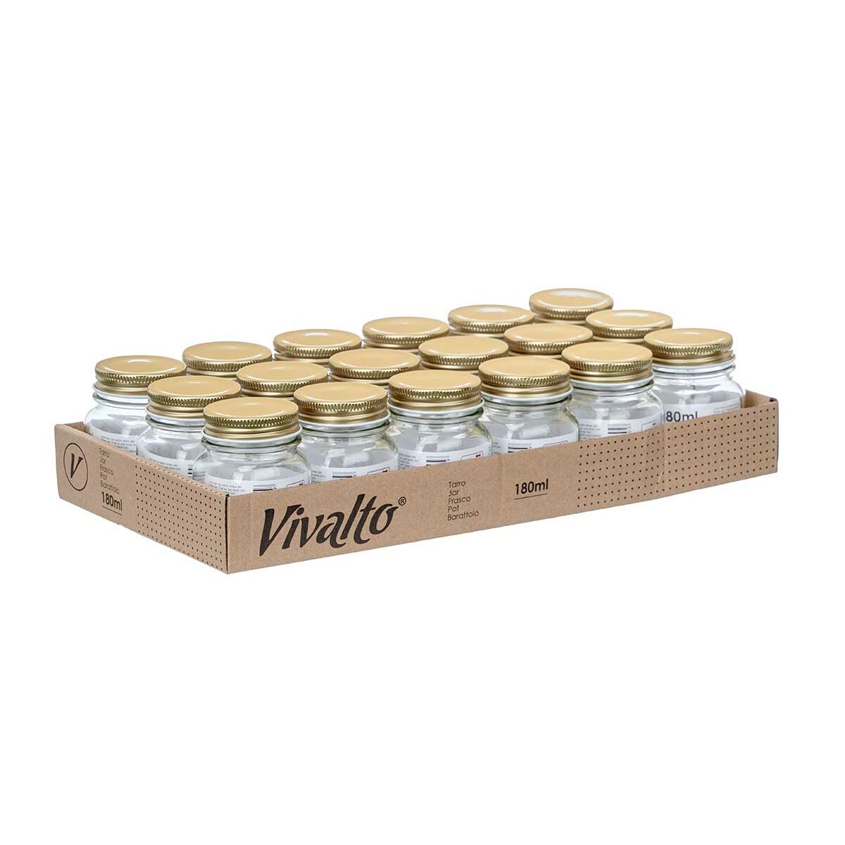 Tarro Vivalto Transparente Dorado 180 ml (18 Unidades)