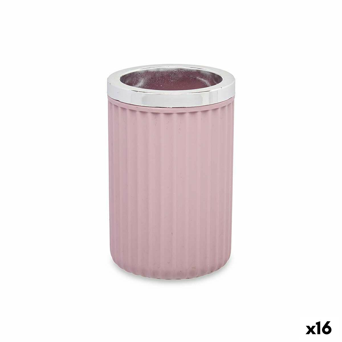 Vaso Berilo Rosa Plástico 7,5 x 11,5 x 7,5 cm (16 Unidades)