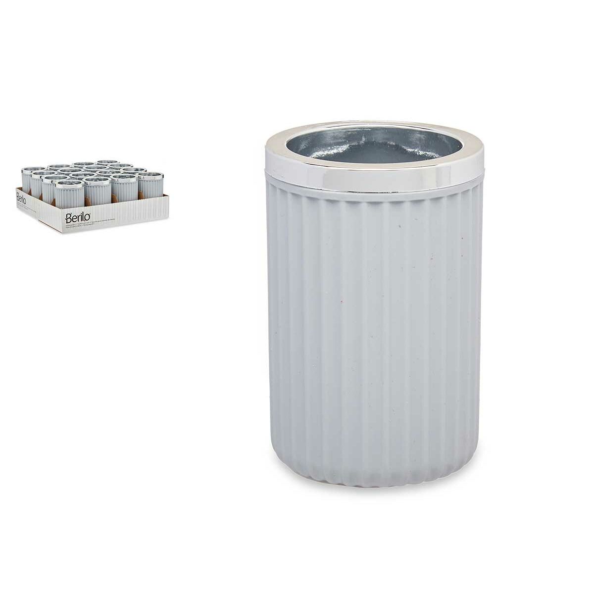 Vaso Berilo Gris Plástico 7,5 x 11,5 x 7,5 cm (16 Unidades)