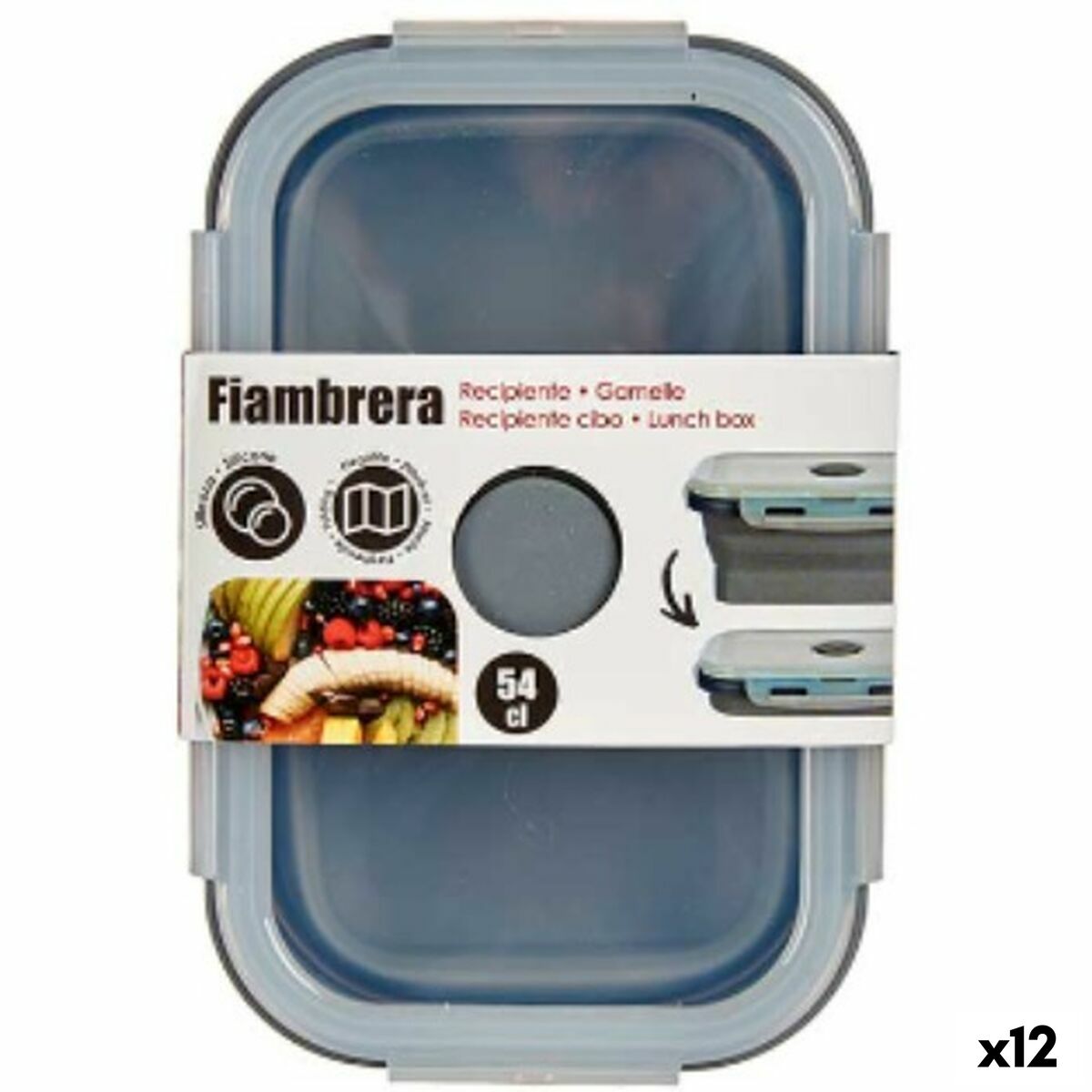 Fiambrera Kinvara Gris Transparente ABS 540 ml (12 Unidades)