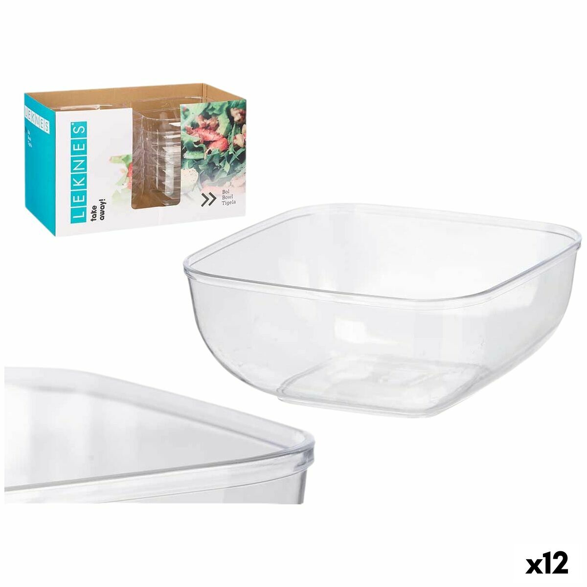Set de Platos Leknes Transparente Plástico 5 L 25,5 x 12,3 x 25,5 cm (12 Unidades)
