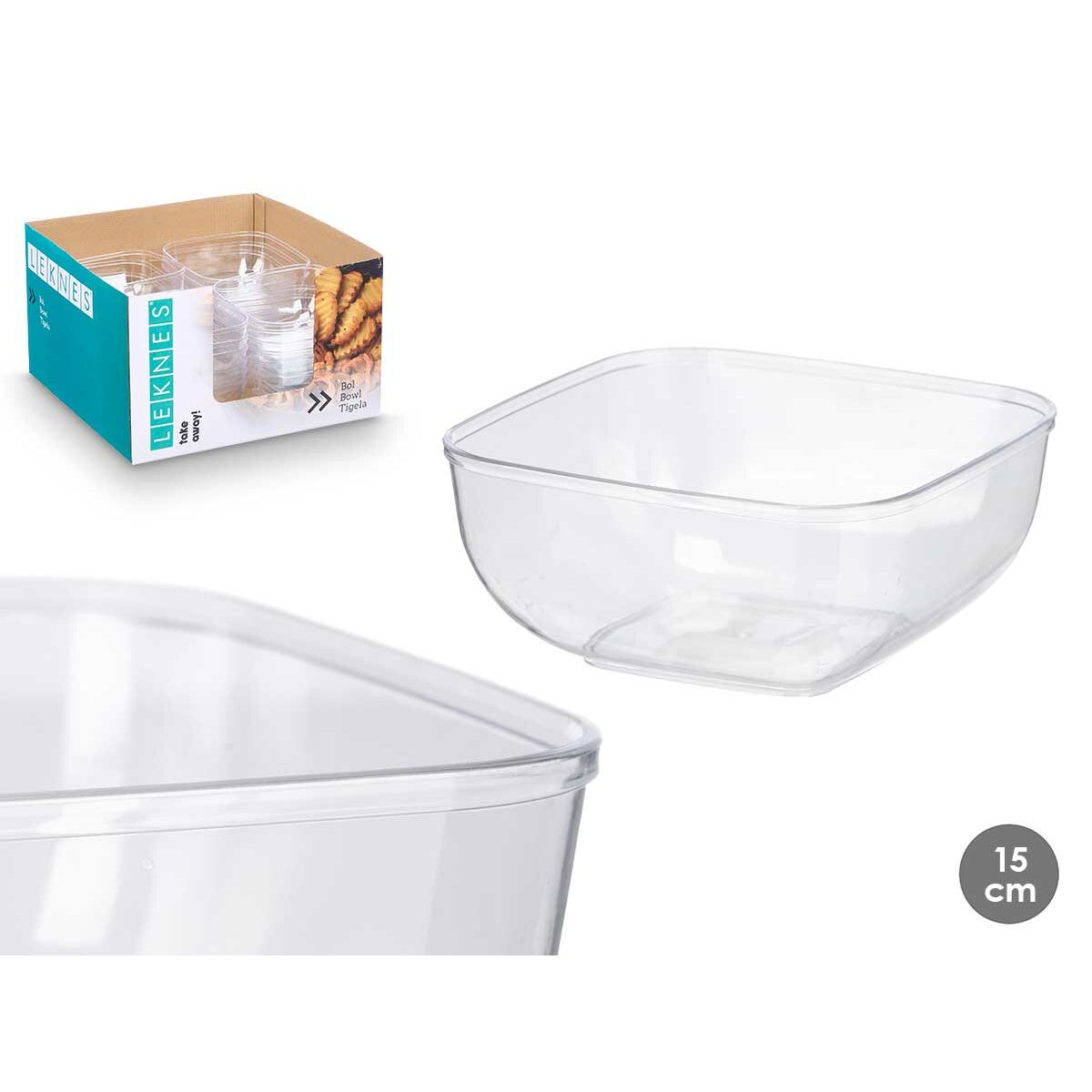 Set de Cuencos Leknes Transparente Plástico 800 ml 15,3 x 7 x 15,3 cm (24 Unidades)