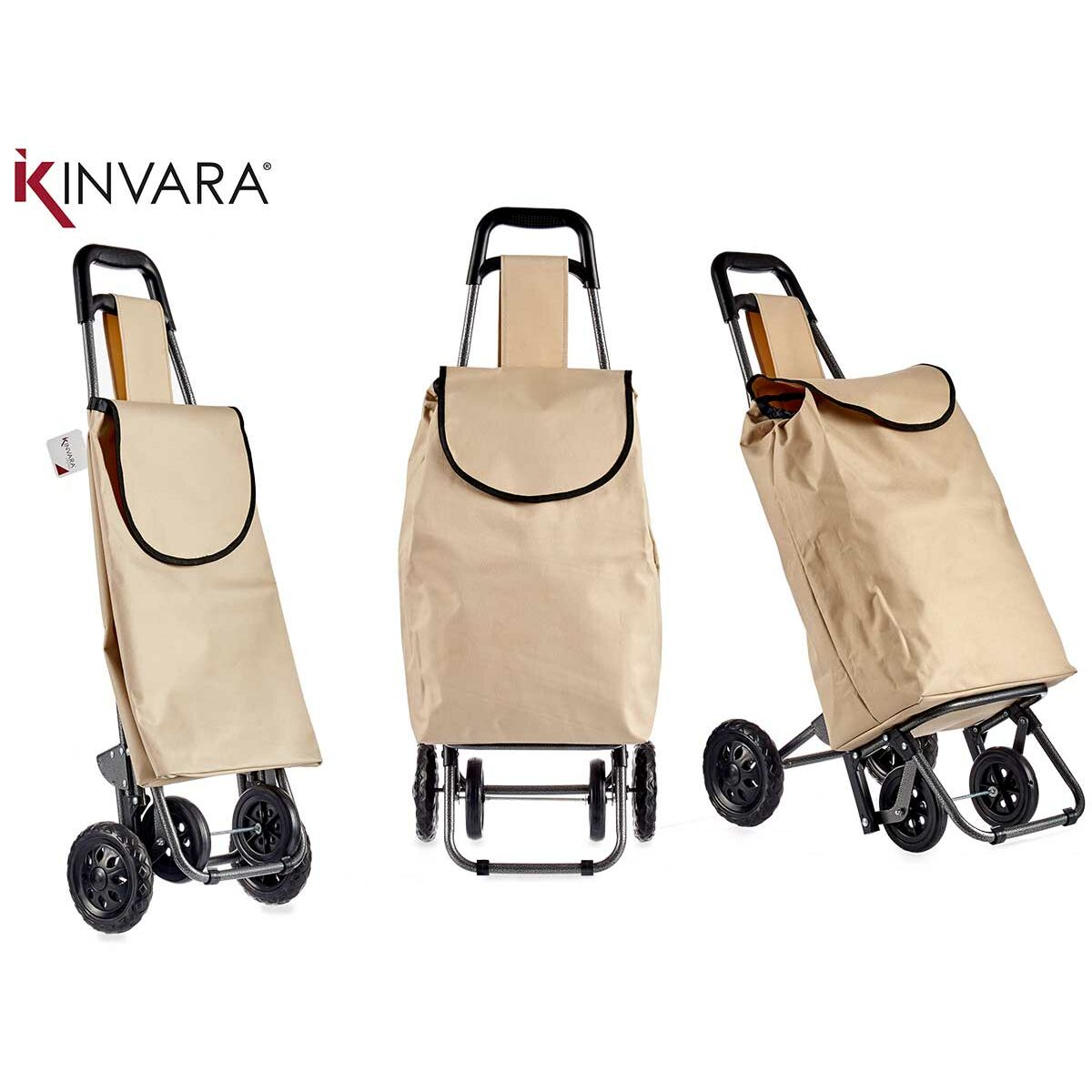 Carro de Compra Kinvara Negro Beige 30 L 22 x 98 x 38 cm (6 Unidades)