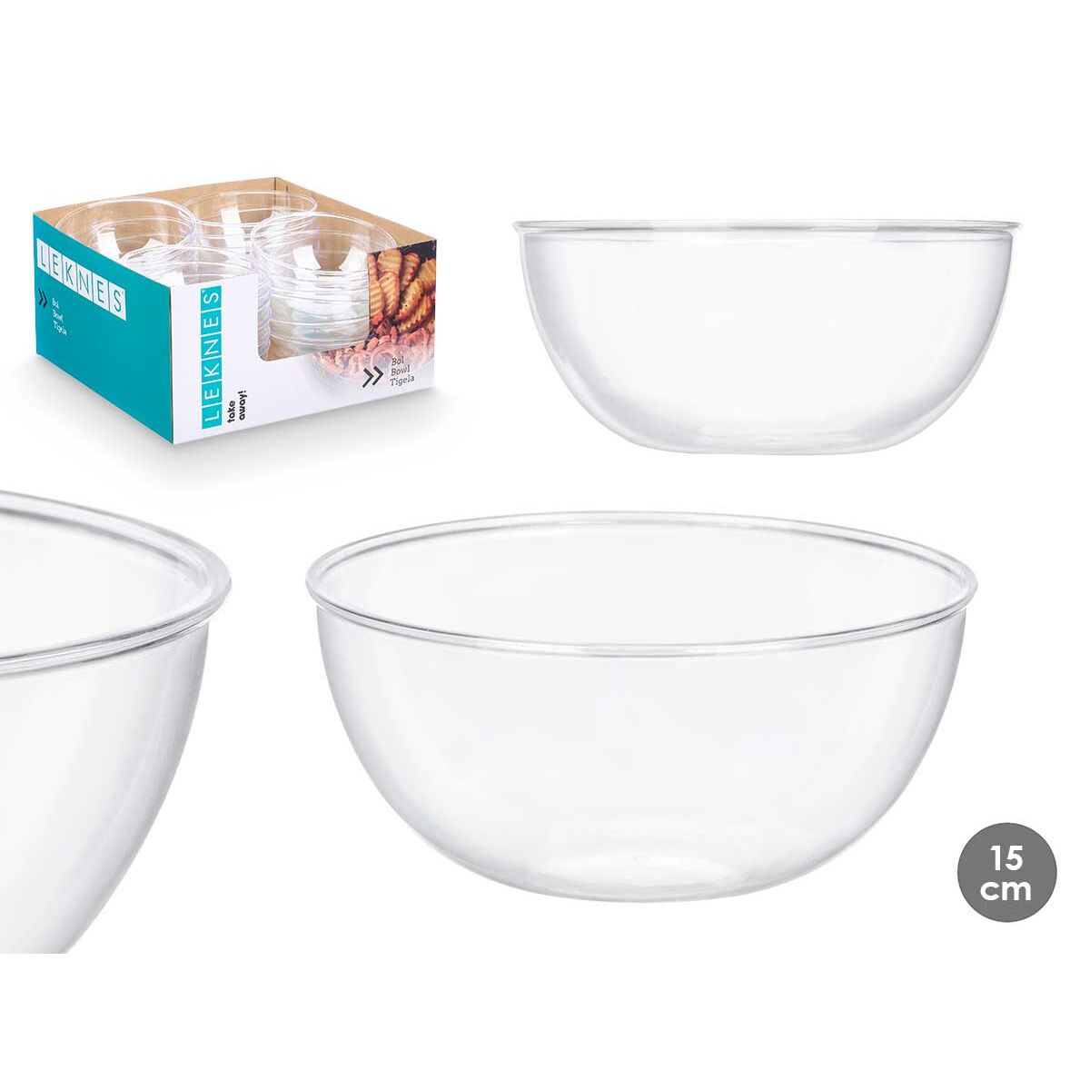 Set de Cuencos Leknes Transparente Plástico 700 ml 15,2 x 7 x 15,2 cm (24 Unidades)