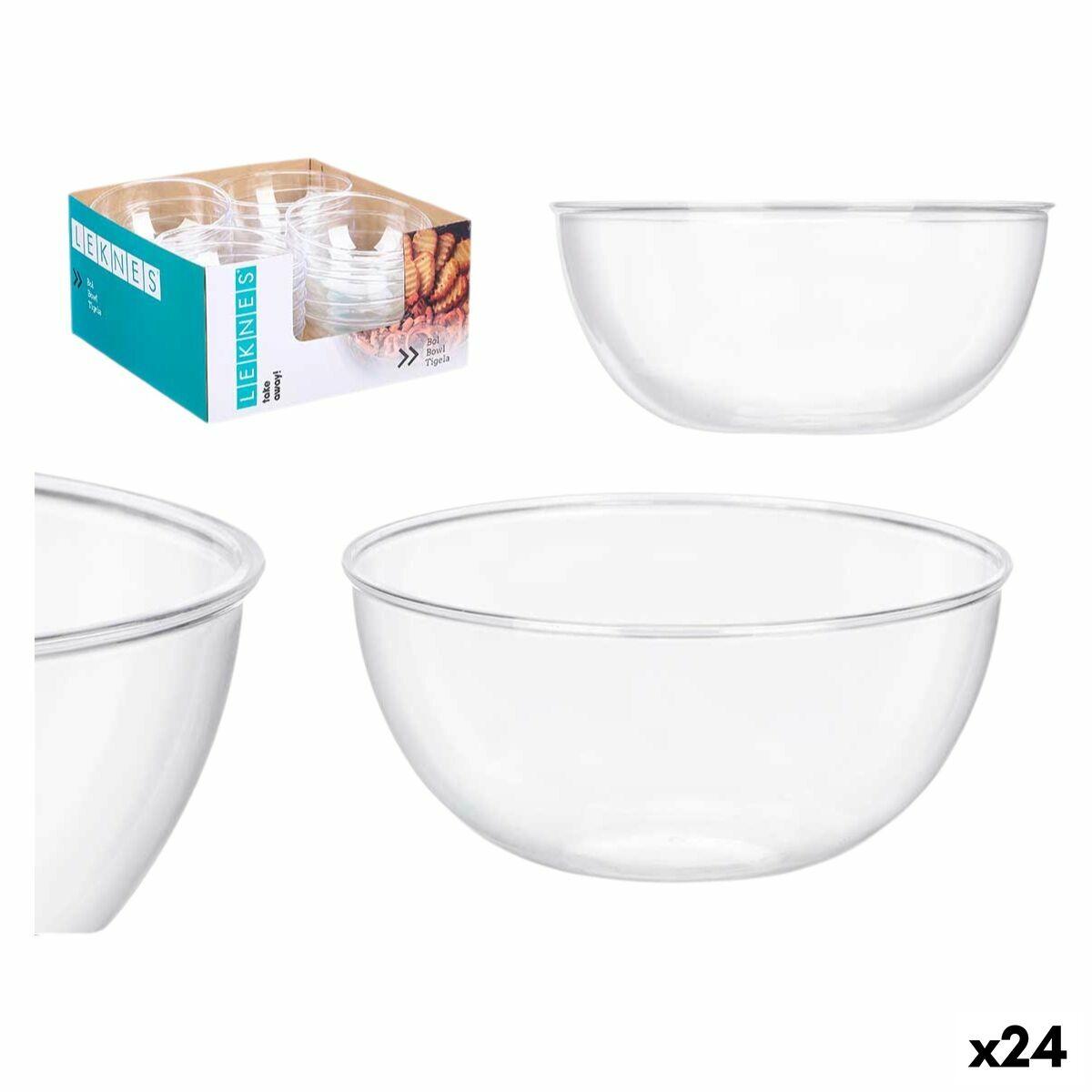 Set de Cuencos Leknes Transparente Plástico 700 ml 15,2 x 7 x 15,2 cm (24 Unidades)