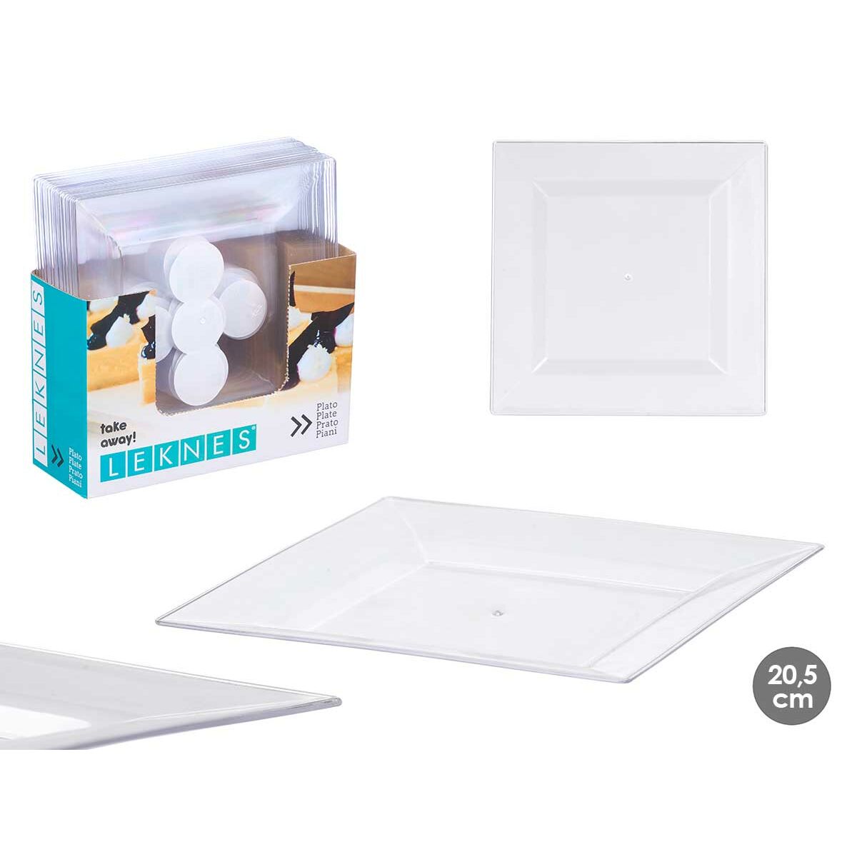 Set de Platos Leknes Transparente Poliestireno Plástico 20,3 x 1,5 x 20,3 cm (24 Unidades)