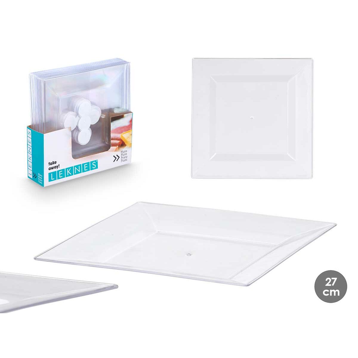 Set de Platos Leknes Transparente Poliestireno Plástico 27,3 x 2,3 x 27,3 cm (24 Unidades)