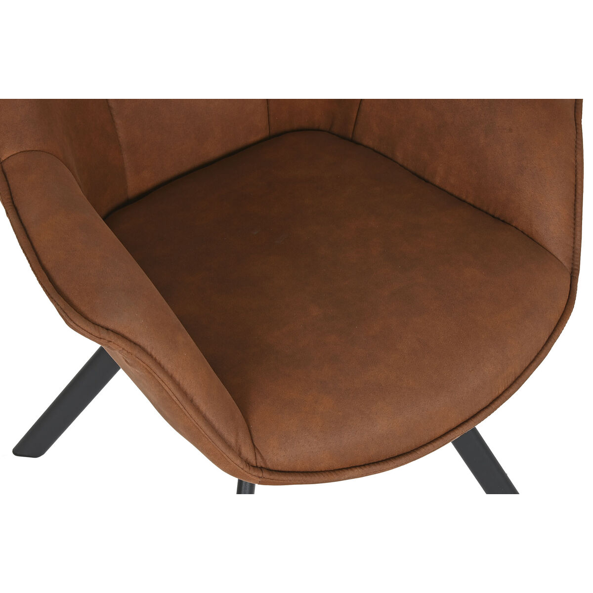 Silla de Comedor Home ESPRIT Negro Camel Metal Microfibra 64 x 67 x 85 cm 67 x 64 x 83 cm