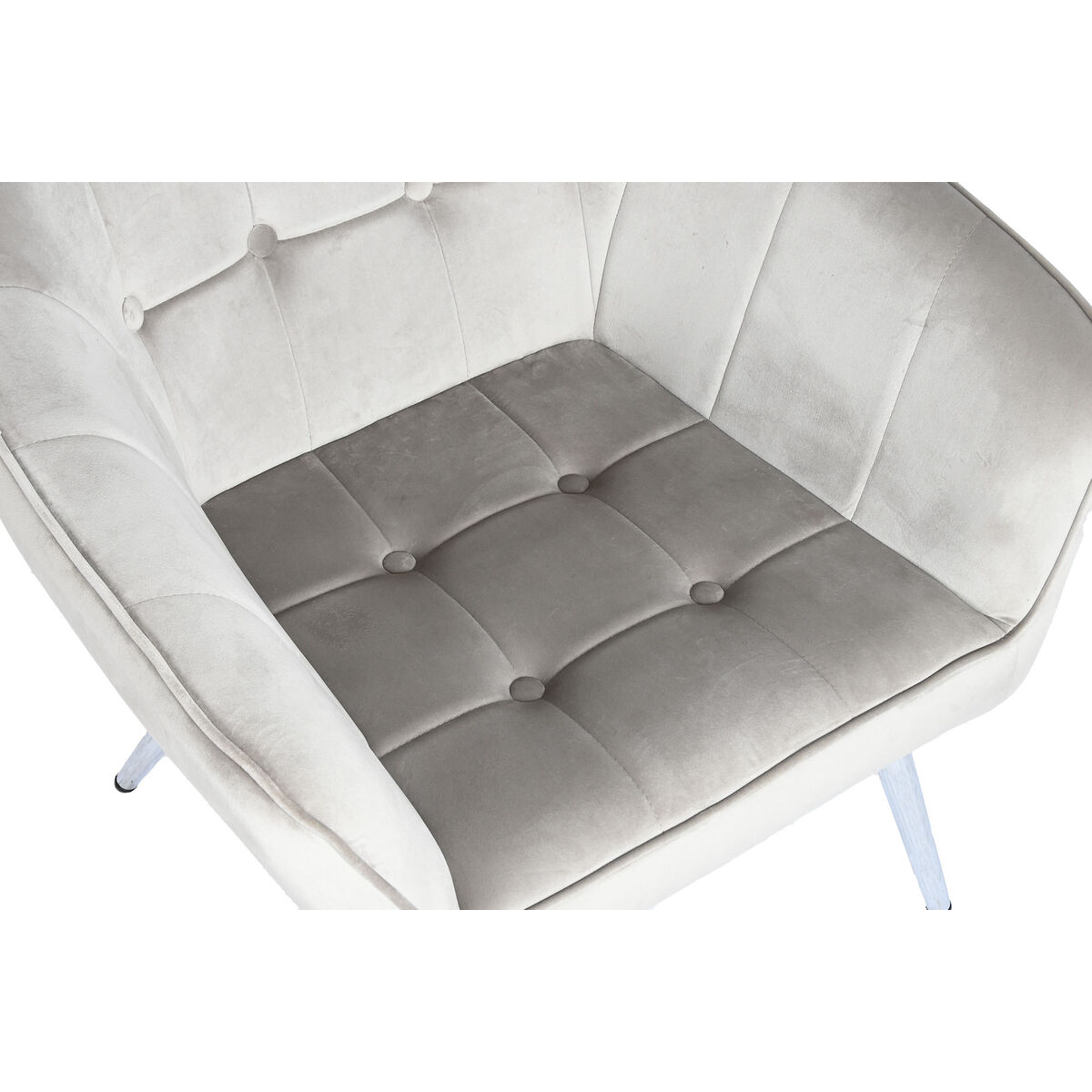 Butaca Home ESPRIT Gris Crema Dorado Plateado Poliéster Metal 74 x 74 x 90 cm 74 x 67 x 90 cm