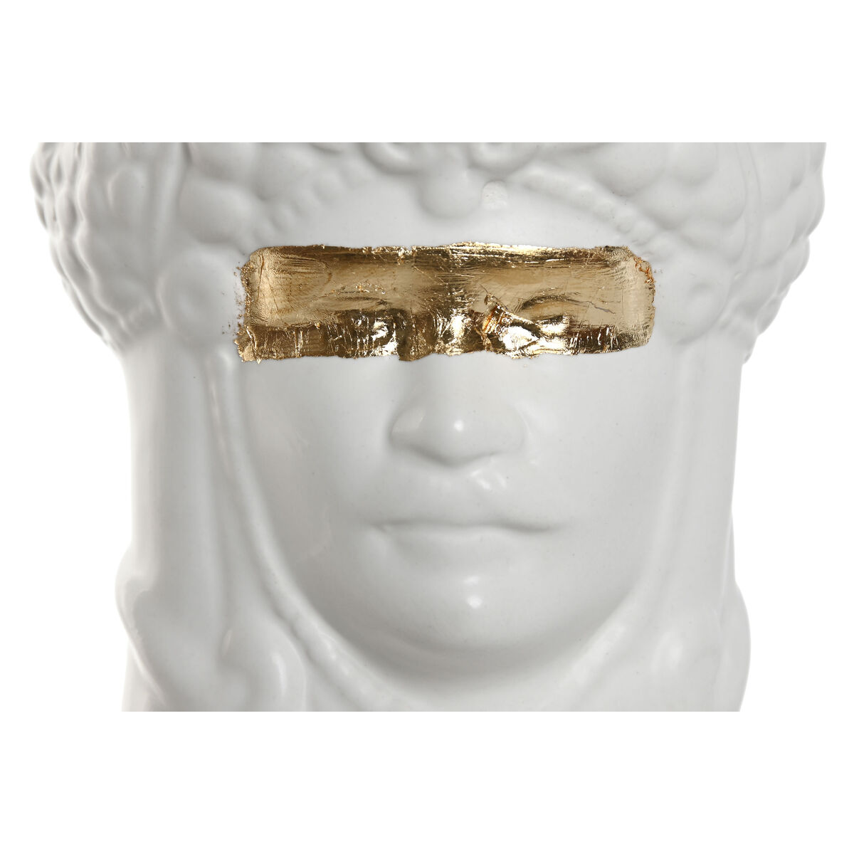 Macetero Home ESPRIT Blanco Dorado Porcelana 10 x 10 x 14 cm (2 Unidades)