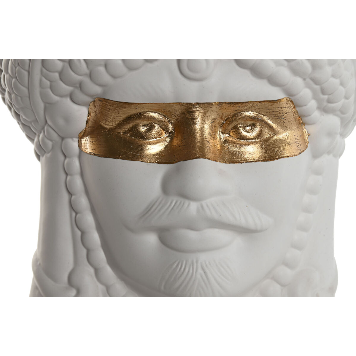 Macetero Home ESPRIT Blanco Dorado Porcelana 15 x 15 x 26.5 cm (2 Unidades)