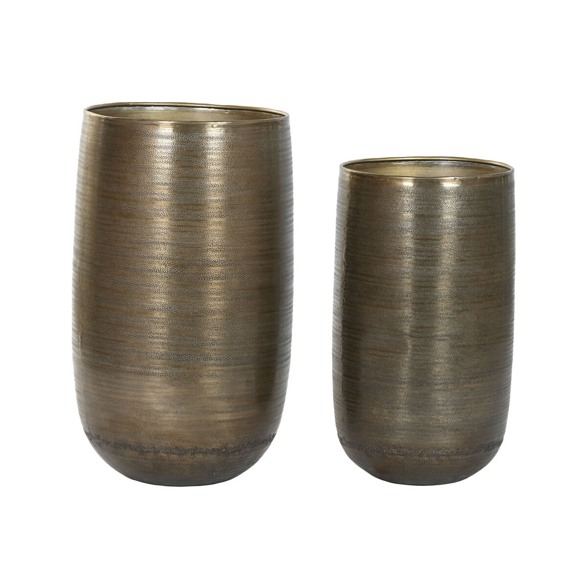 Macetero Home ESPRIT Dorado Plateado Aluminio Moderno 35 x 35 x 63 cm (2 Piezas)