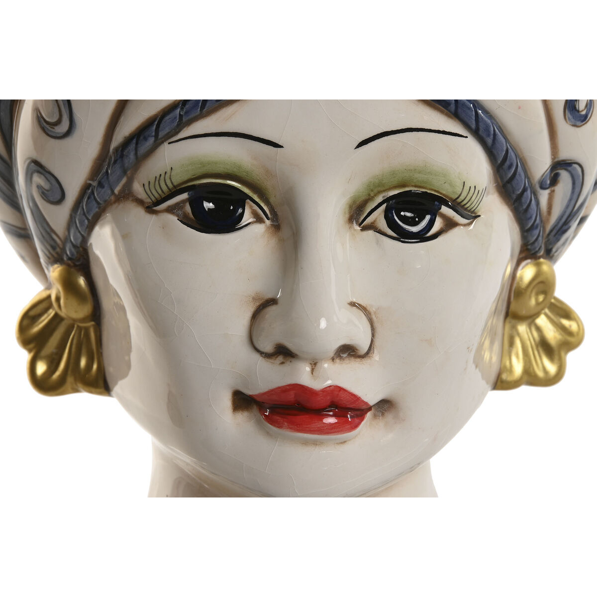 Macetero Home ESPRIT Azul Blanco Dorado Porcelana 15 x 15 x 26 cm (2 Unidades)