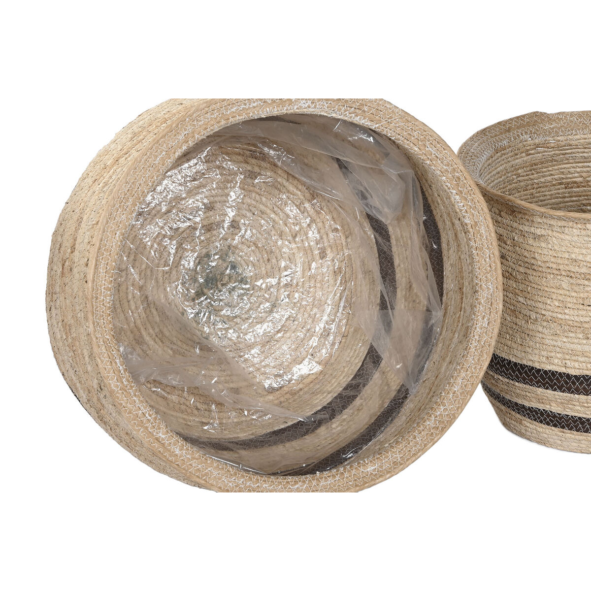 Macetero Home ESPRIT Marrón Fibra Árabe 60 x 60 x 52 cm (4 Unidades)