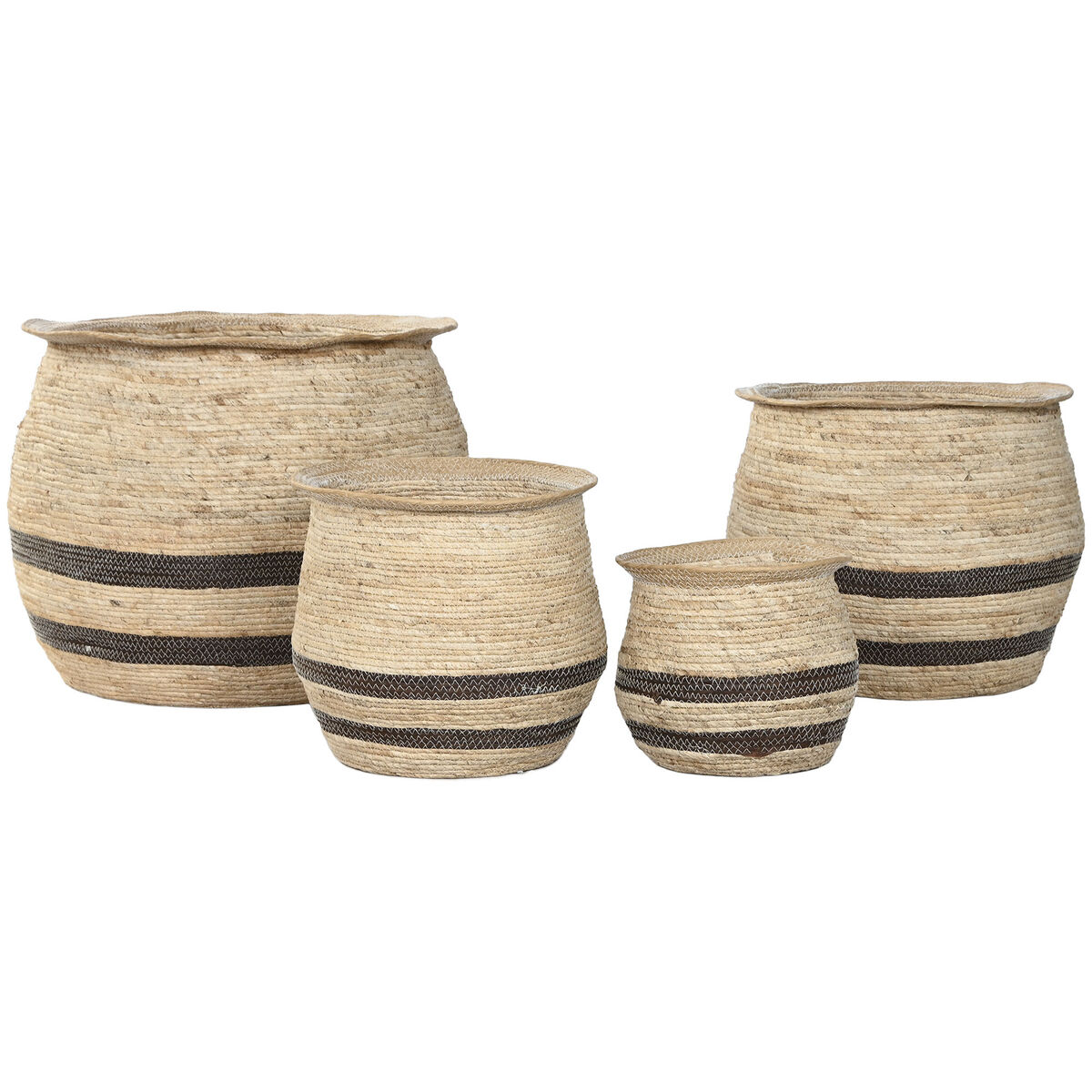 Macetero Home ESPRIT Marrón Fibra Árabe 60 x 60 x 52 cm (4 Unidades)