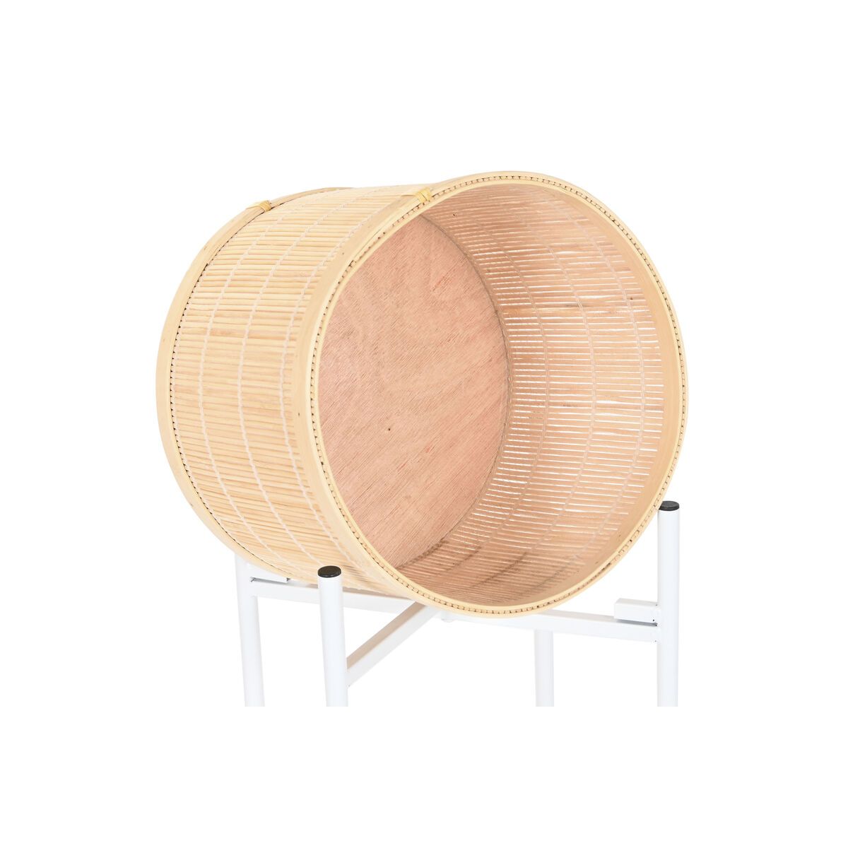 Macetero Home ESPRIT Blanco Natural Metal Bambú 31 x 31 x 103 cm (3 Piezas)