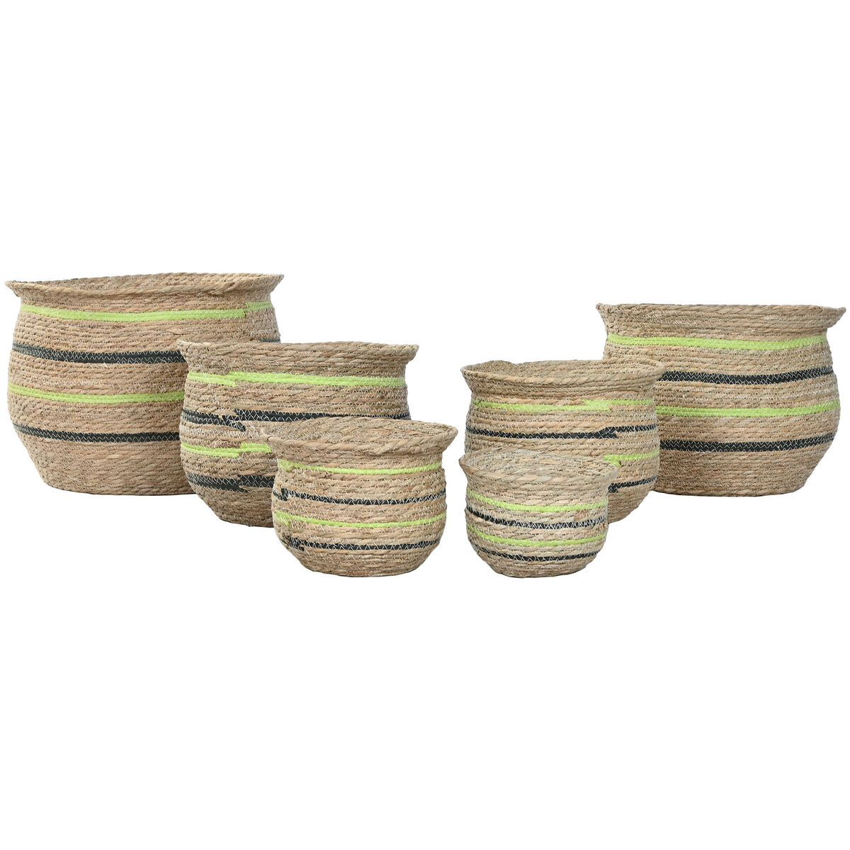 Macetero Home ESPRIT Marrón Verde Fibra Árabe 44 x 44 x 33 cm (6 Unidades)
