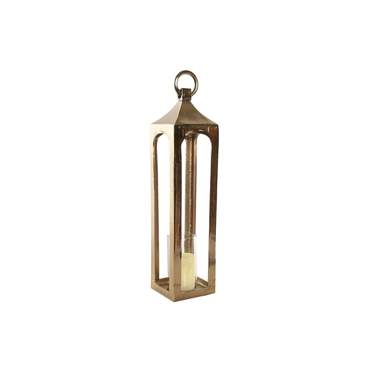 Farol Home ESPRIT Dorado Aluminio Cristal Árabe 14 x 14 x 65 cm