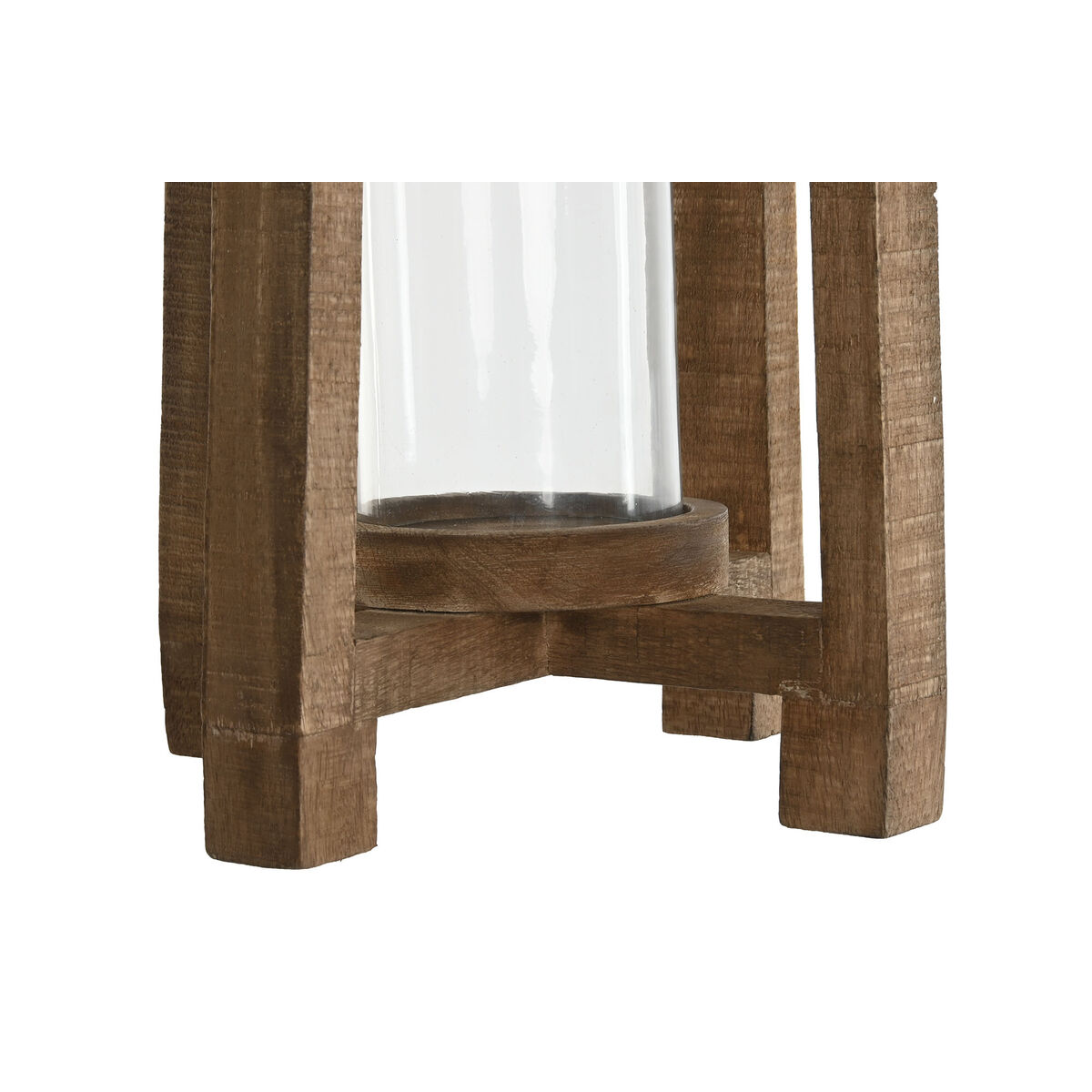 Portavelas Home ESPRIT Natural Cristal Madera de mango 27 x 27 x 54 cm