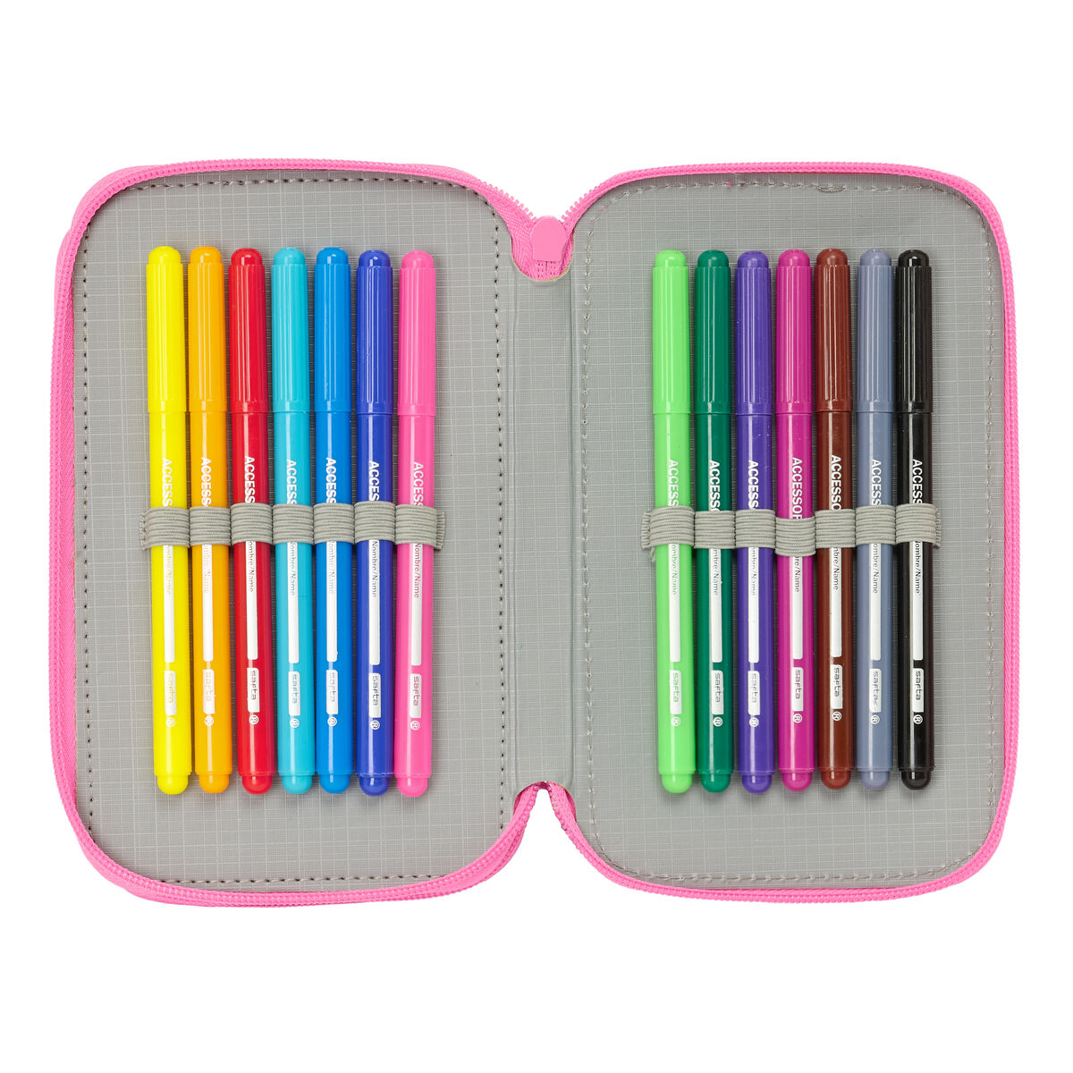 Plumier Triple Gabby's Dollhouse Confetti Rosa Turquesa 12,5 x 19,5 x 5,5 cm 37 Piezas