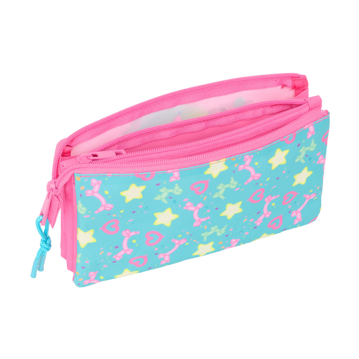 Portatodo Triple Gabby's Dollhouse Confetti Rosa Turquesa 22 x 12 x 3 cm