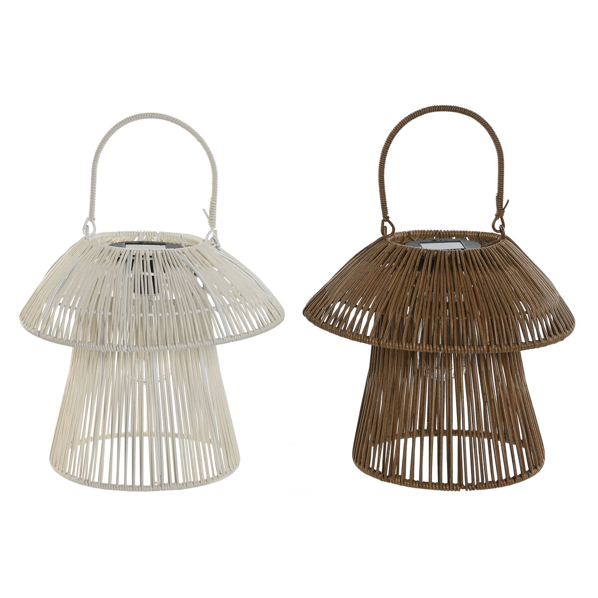 Lámpara solar Home ESPRIT Blanco Marrón 31 x 31 x 30 cm (2 Unidades)