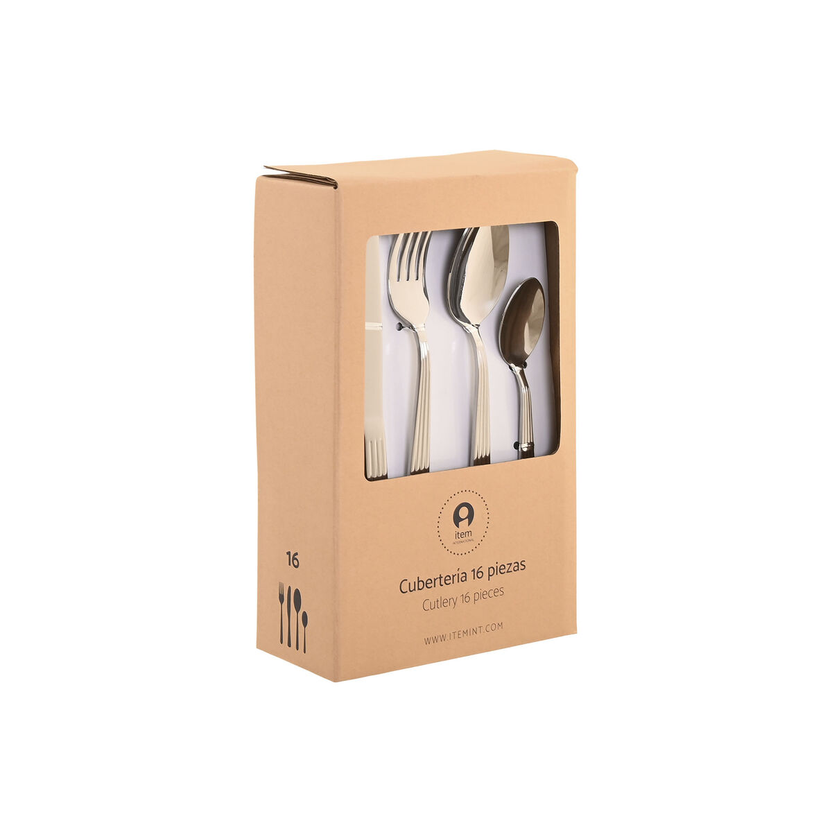 Cubertería Home ESPRIT Plateado Acero Inoxidable 15 x 7 x 24 cm 16 Piezas