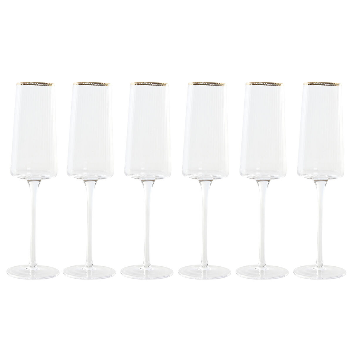 Set de Copas Home ESPRIT Transparente Dorado Cristal 400 ml (6 Unidades)