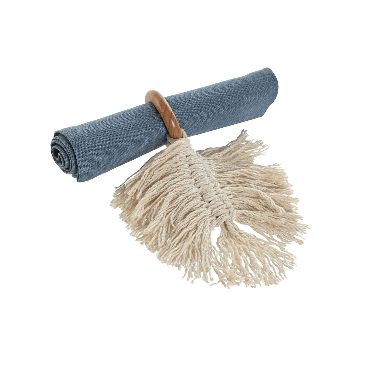 Anillo servilletero Home ESPRIT Natural Acacia Macramé 13 x 1 x 18 cm 4 Piezas