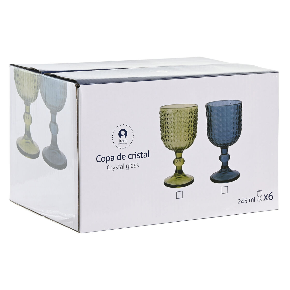 Set de Copas Home ESPRIT Verde Cristal 260 ml (6 Unidades)