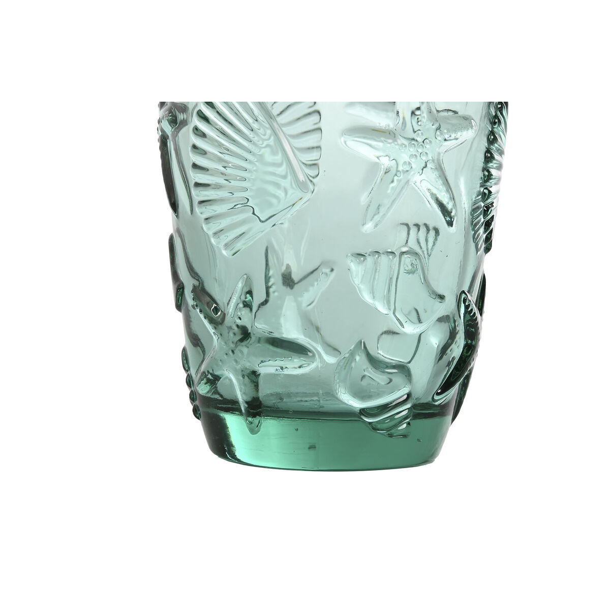 Set de Vasos Home ESPRIT Turquesa Cristal Mediterráneo Con relieve 290 ml (6 Unidades)