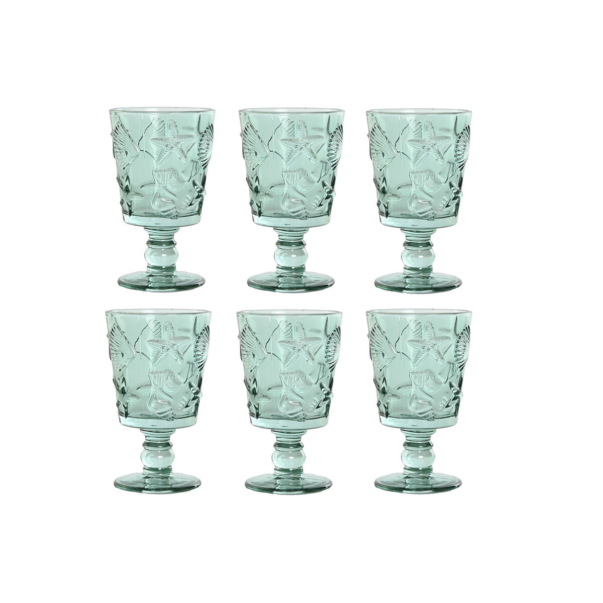 Set de Copas Home ESPRIT Turquesa Cristal 345 ml (6 Unidades)
