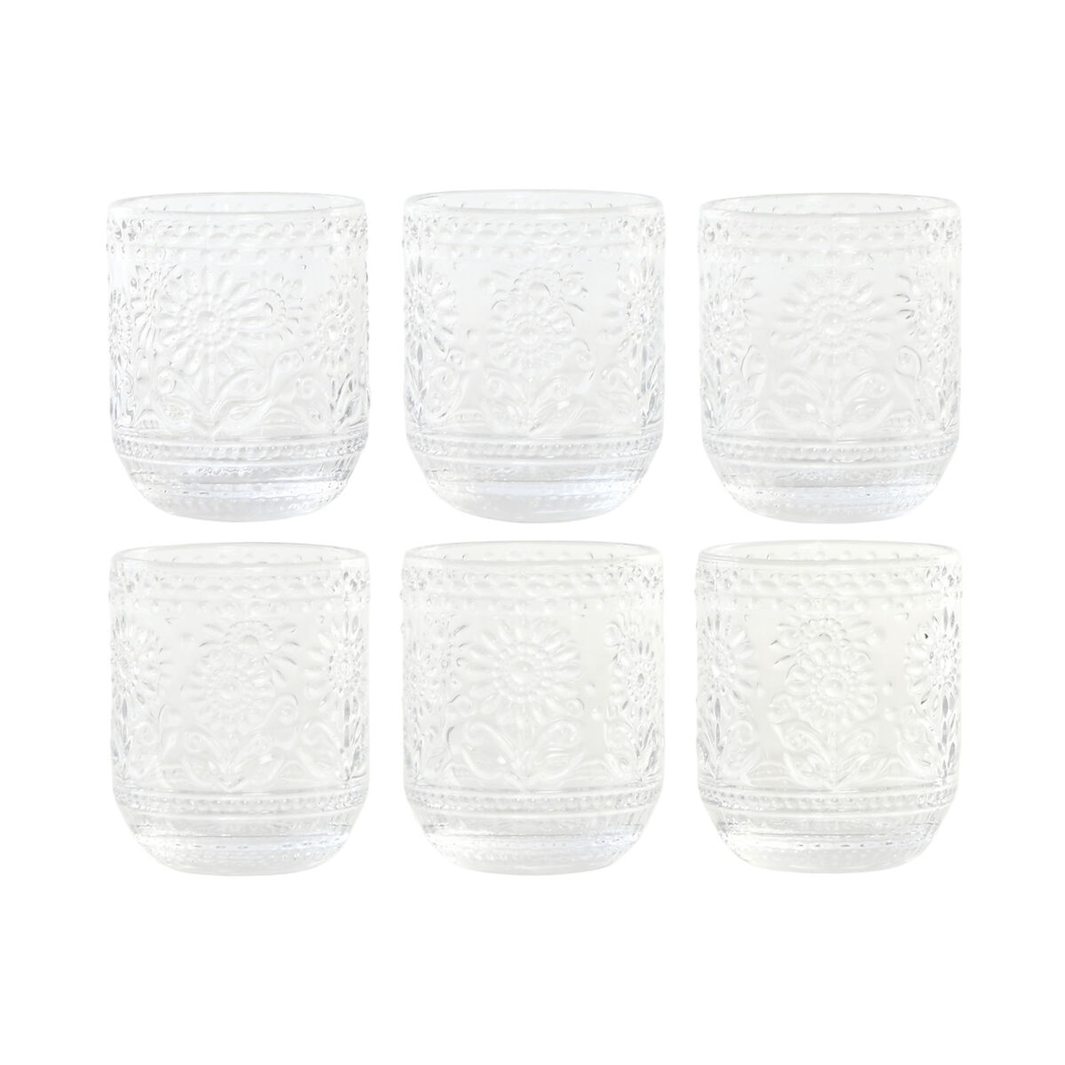Set de Vasos Home ESPRIT Transparente Cristal Con relieve 360 ml (6 Unidades)