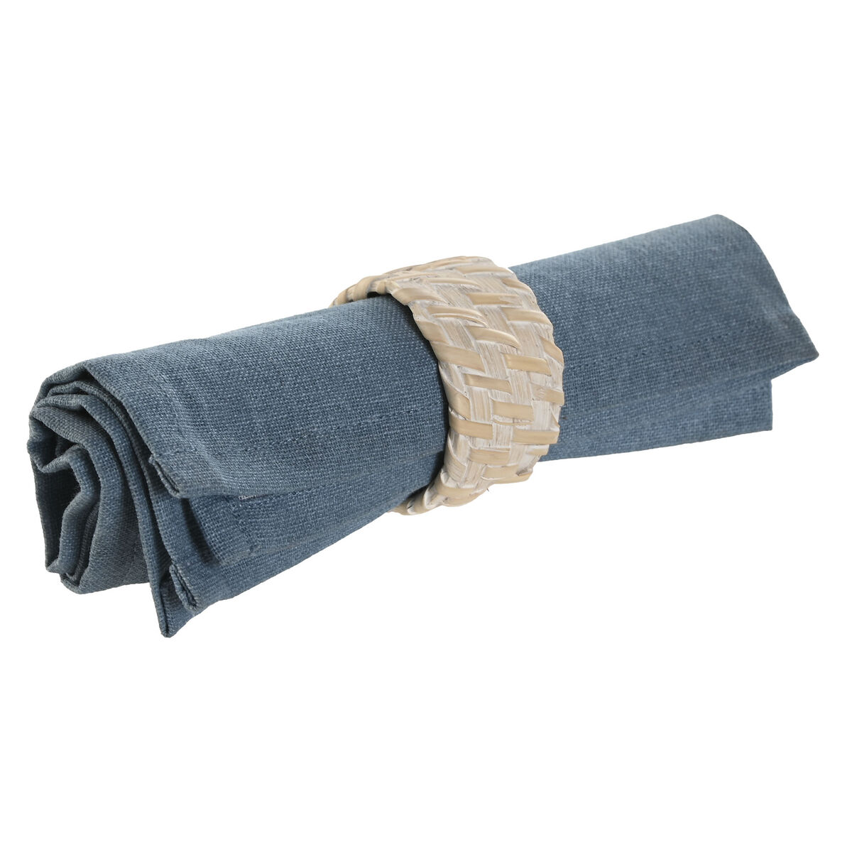 Anillo servilletero Home ESPRIT Blanco Natural Bambú Ratán 5 x 5 x 3 cm