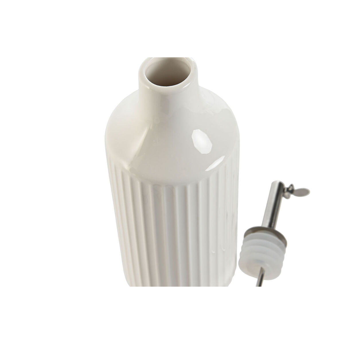 Aceitera Home ESPRIT Blanco Plateado Acero Inoxidable Porcelana Urbano 350 ml 7 x 7 x 22 cm