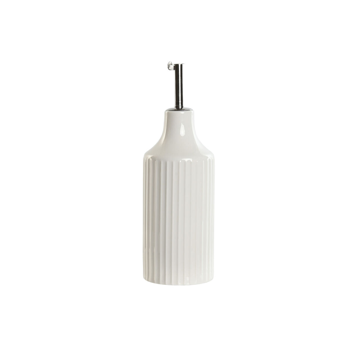 Aceitera Home ESPRIT Blanco Plateado Acero Inoxidable Porcelana Urbano 350 ml 7 x 7 x 22 cm