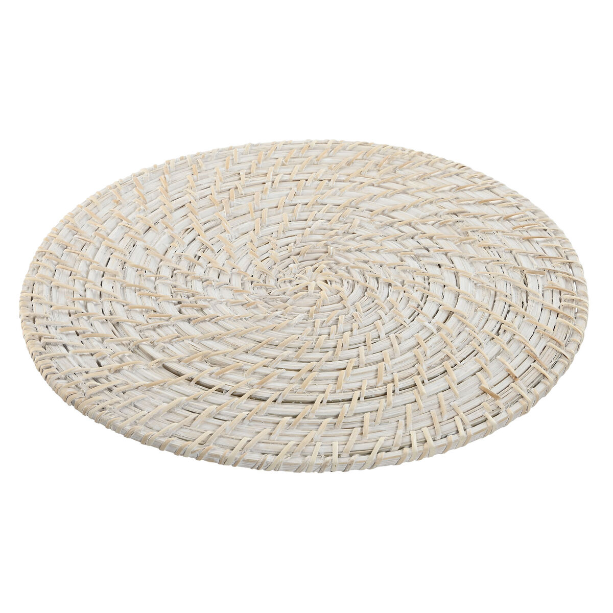 Salvamantel Home ESPRIT Blanco Natural Bambú Ratán 34 x 34 x 1,5 cm