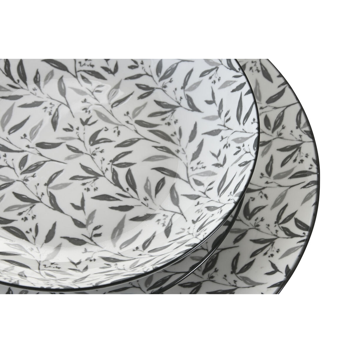 Vajilla Home ESPRIT Gris claro Porcelana 18 Piezas