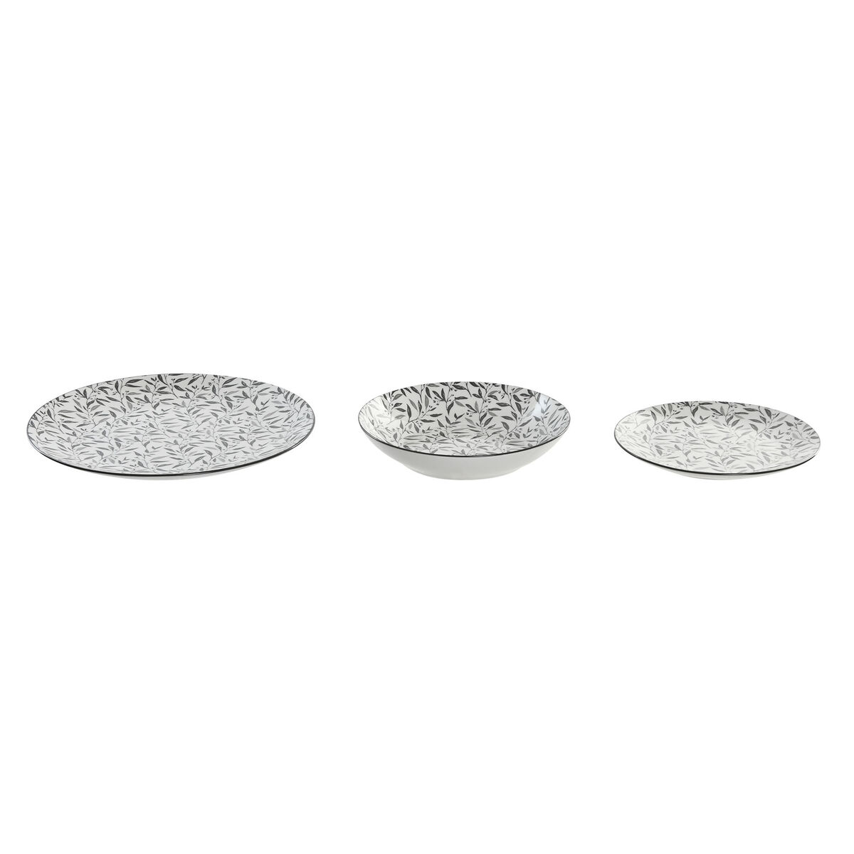 Vajilla Home ESPRIT Gris claro Porcelana 18 Piezas