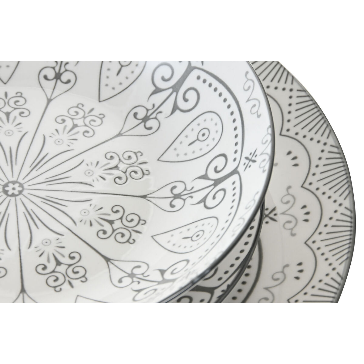 Vajilla Home ESPRIT Gris claro Porcelana Scandi 18 Piezas