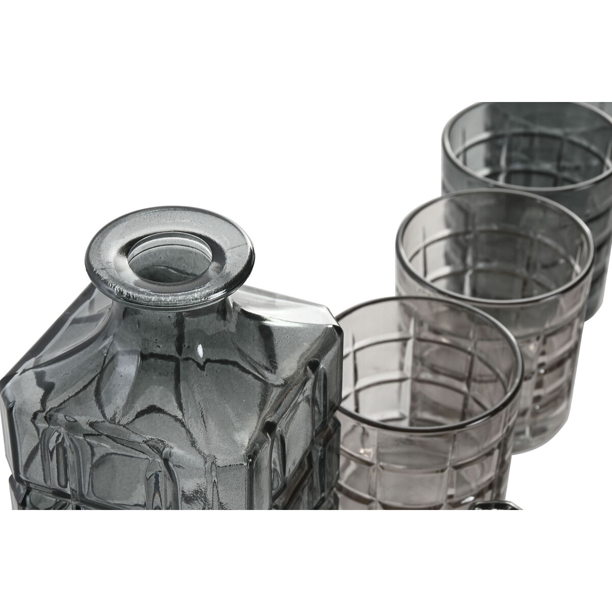 Juego de vasos con botella Home ESPRIT Gris Cristal Urbano 900 ml